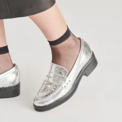 ALIANE LOAFERS SILVER DISTRESSED LEATHER^Dolce Vita Hot