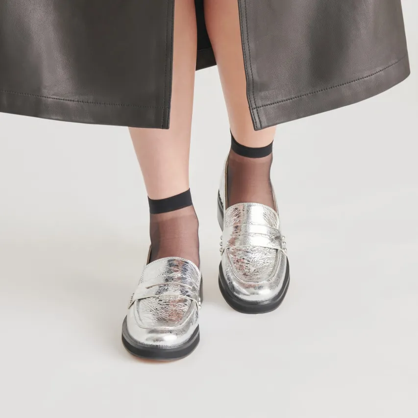 ALIANE LOAFERS SILVER DISTRESSED LEATHER^Dolce Vita Hot