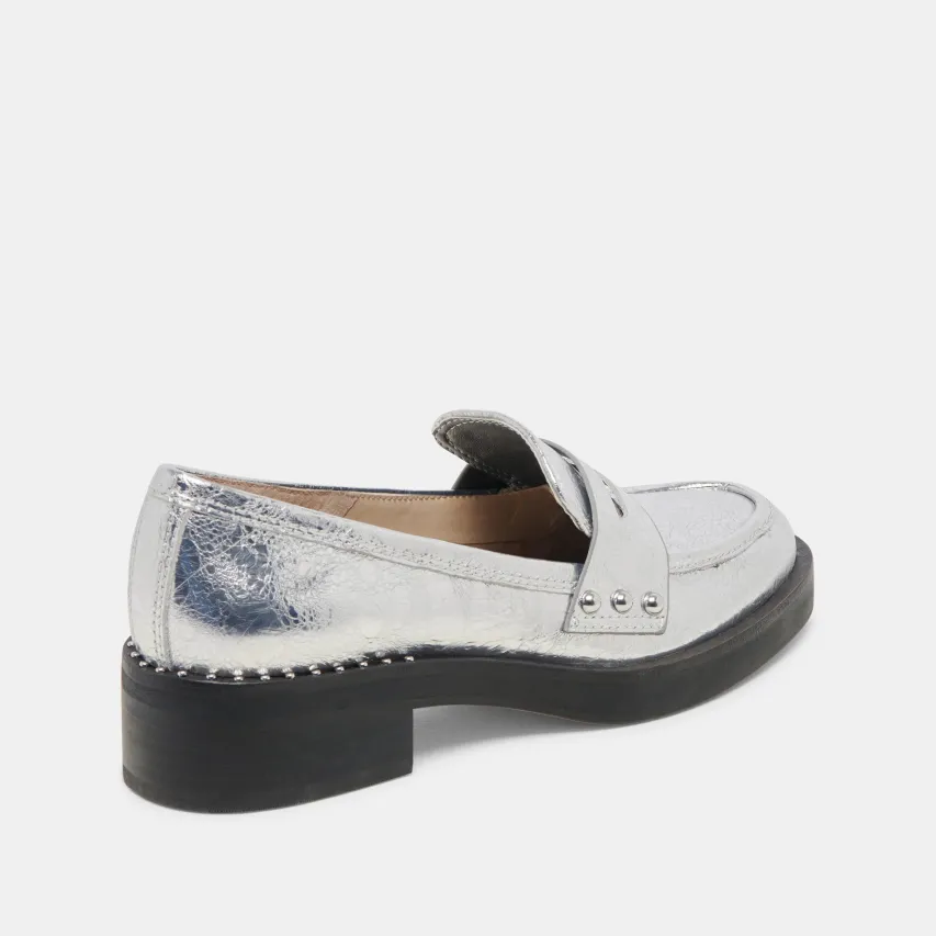 ALIANE LOAFERS SILVER DISTRESSED LEATHER^Dolce Vita Hot