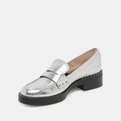 ALIANE LOAFERS SILVER DISTRESSED LEATHER^Dolce Vita Hot