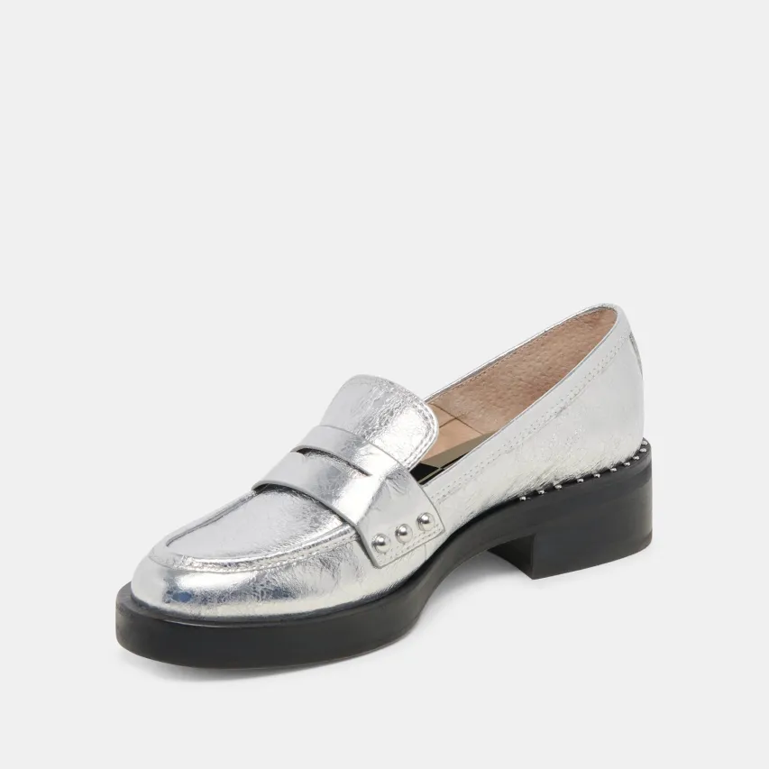 ALIANE LOAFERS SILVER DISTRESSED LEATHER^Dolce Vita Hot