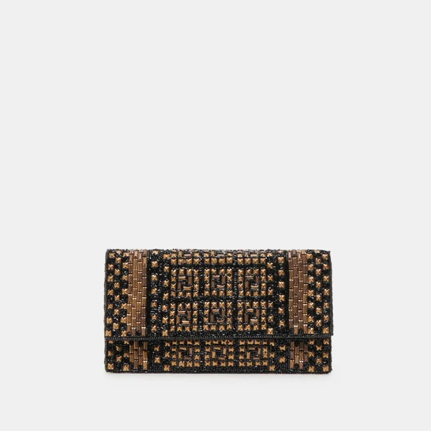 AMALFI CLUTCH BLACK GOLD BEADED^Dolce Vita New