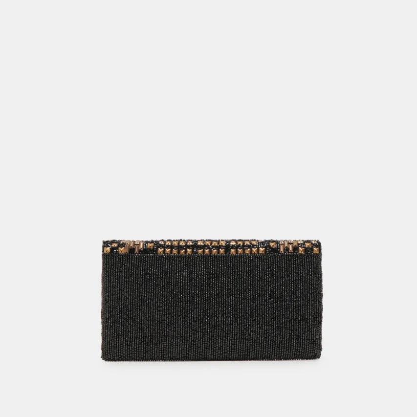 AMALFI CLUTCH BLACK GOLD BEADED^Dolce Vita New