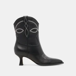 ANGEL BOOTIES BLACK WHITE LEATHER^Dolce Vita Best