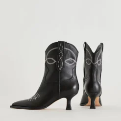 ANGEL BOOTIES BLACK WHITE LEATHER^Dolce Vita Best