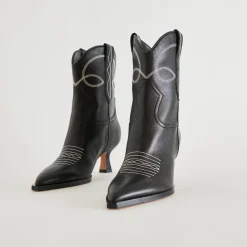 ANGEL BOOTIES BLACK WHITE LEATHER^Dolce Vita Best