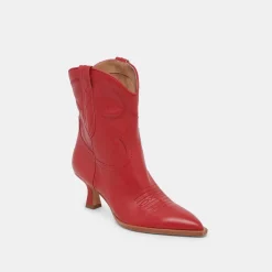 ANGEL BOOTIES RED LEATHER^Dolce Vita Discount