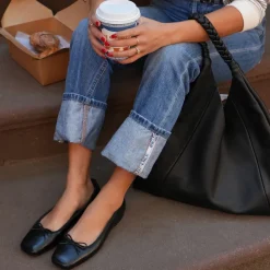 ANISA BALLET FLATS BLACK LEATHER^Dolce Vita New