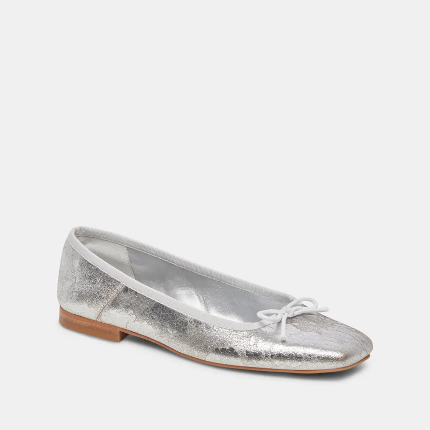 ANISA BALLET FLATS SILVER DISTRESSED LEATHER^Dolce Vita Sale