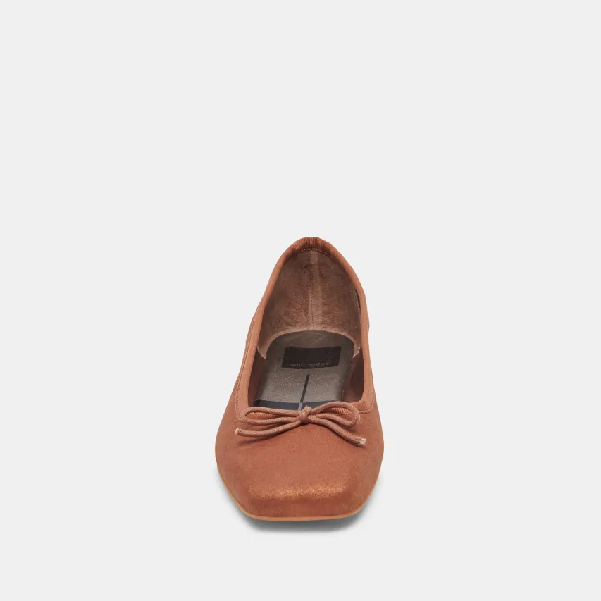 ANISA WIDE BALLET FLATS COPPER METALLIC SUEDE^Dolce Vita Best