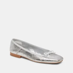 ANISA WIDE BALLET FLATS SILVER DISTRESSED LEATHER^Dolce Vita Online