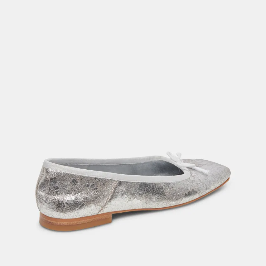 ANISA WIDE BALLET FLATS SILVER DISTRESSED LEATHER^Dolce Vita Online