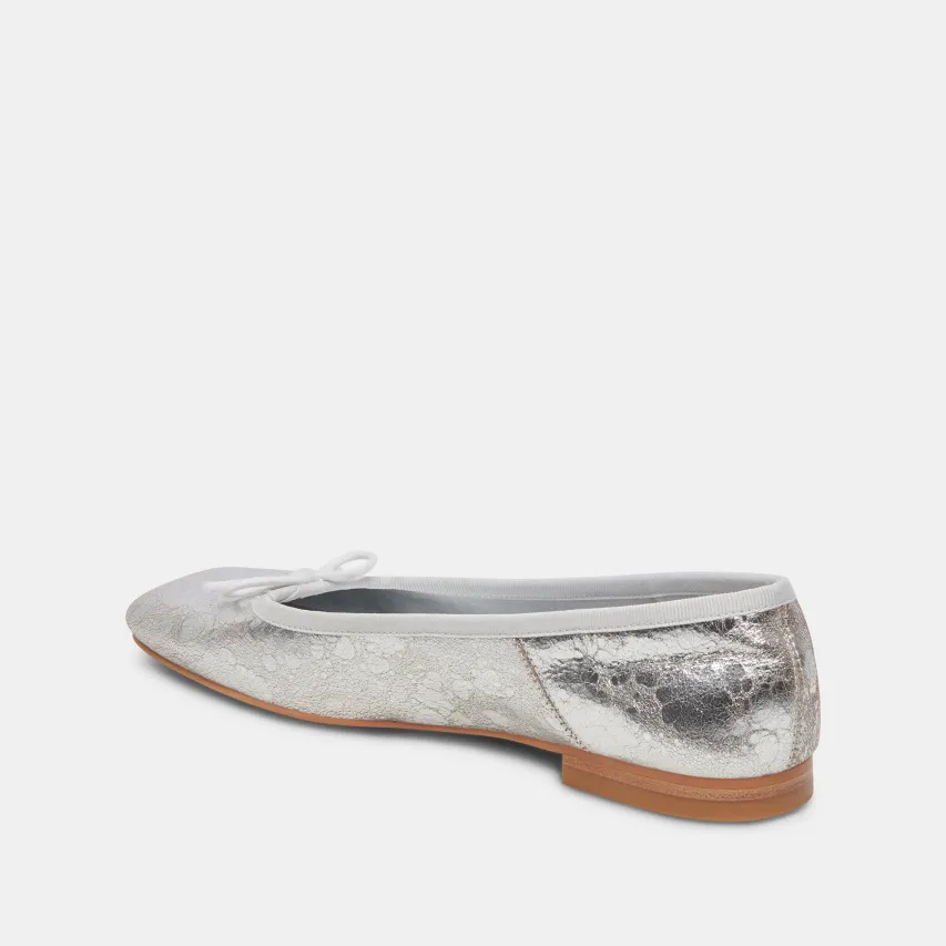 ANISA WIDE BALLET FLATS SILVER DISTRESSED LEATHER^Dolce Vita Online