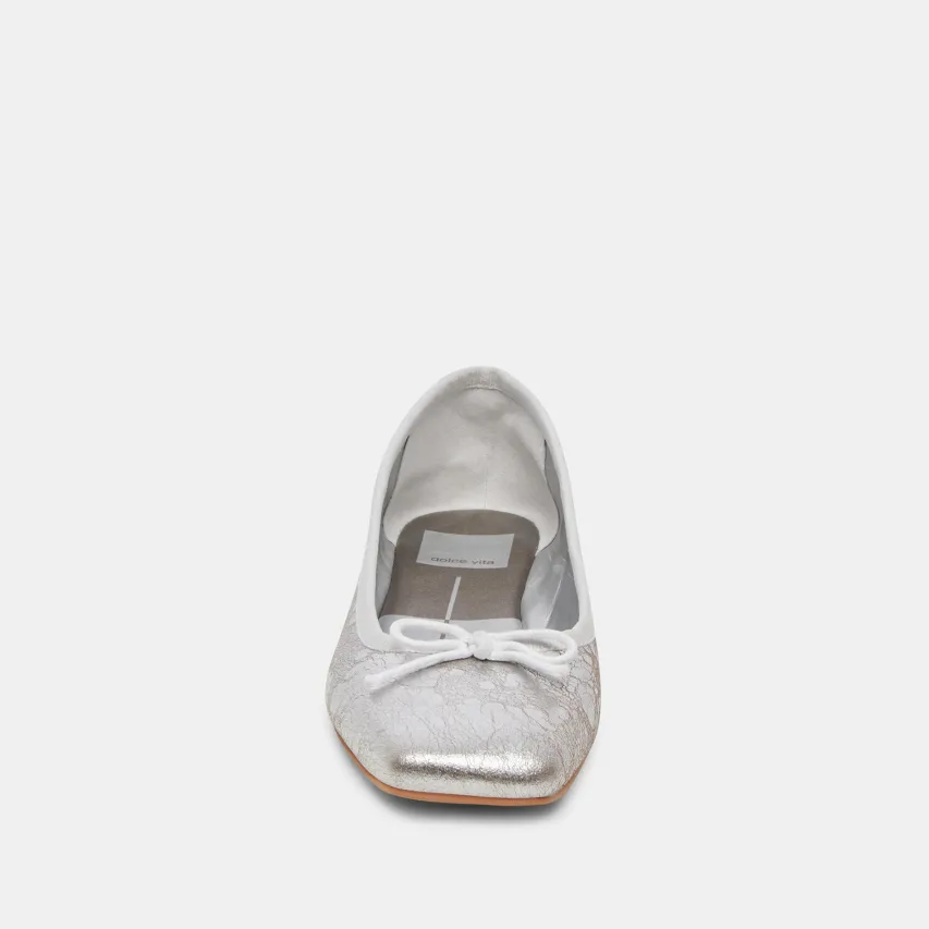 ANISA WIDE BALLET FLATS SILVER DISTRESSED LEATHER^Dolce Vita Online
