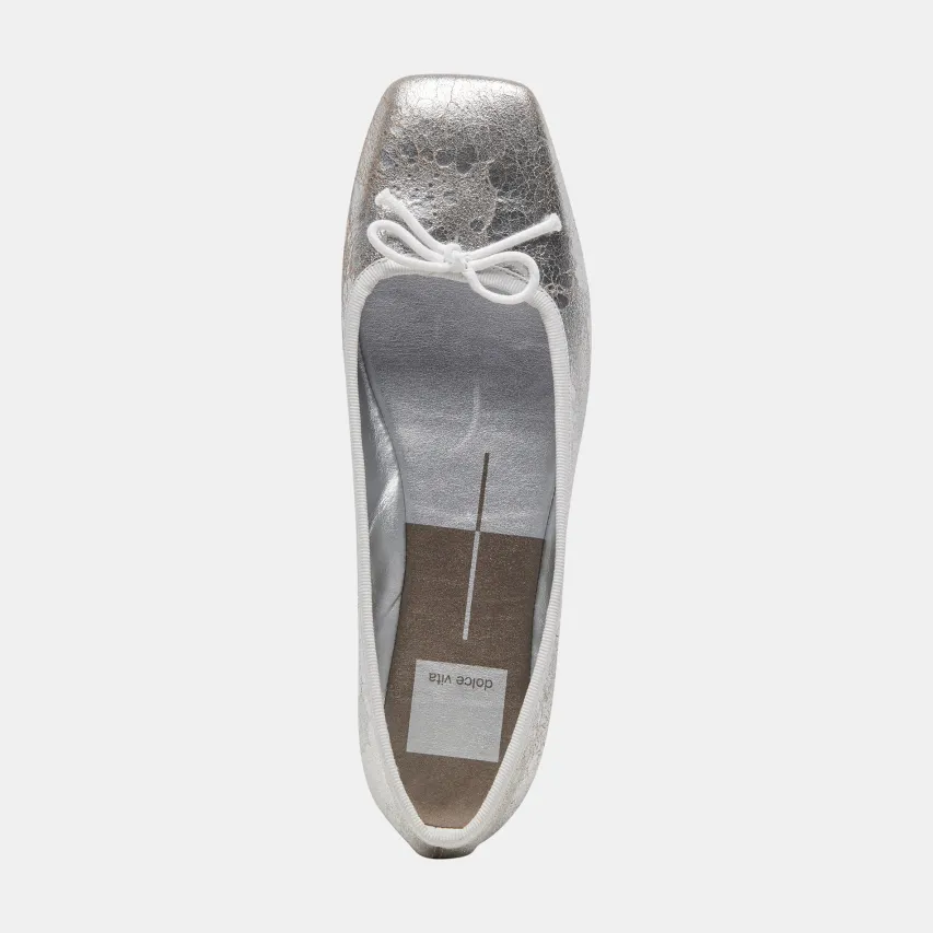 ANISA WIDE BALLET FLATS SILVER DISTRESSED LEATHER^Dolce Vita Online