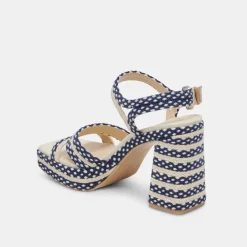 ARNELA HEELS NAVY MULTI WOVEN^Dolce Vita New