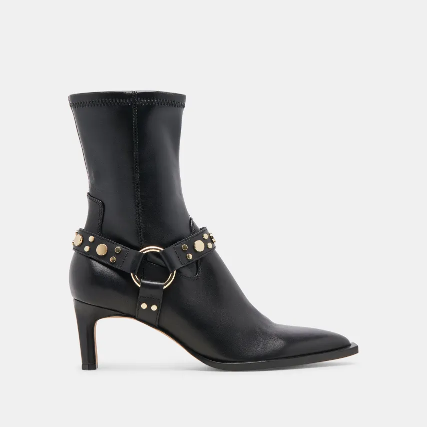 ARYA STUD WIDE CALF BOOTS BLACK LEATHER^Dolce Vita Outlet