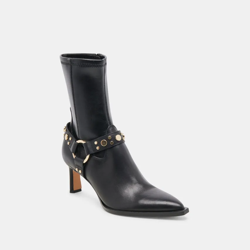 ARYA STUD WIDE CALF BOOTS BLACK LEATHER^Dolce Vita Outlet