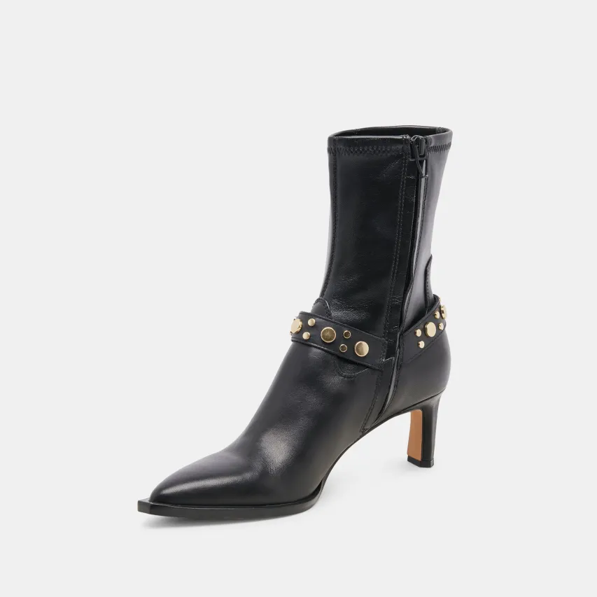 ARYA STUD WIDE CALF BOOTS BLACK LEATHER^Dolce Vita Outlet