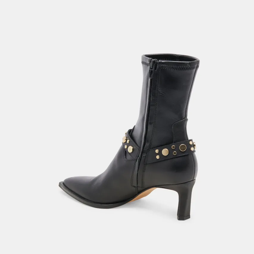 ARYA STUD WIDE CALF BOOTS BLACK LEATHER^Dolce Vita Outlet