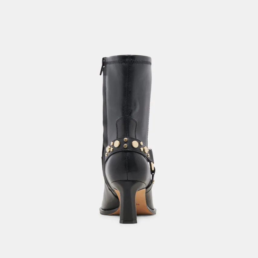 ARYA STUD WIDE CALF BOOTS BLACK LEATHER^Dolce Vita Outlet