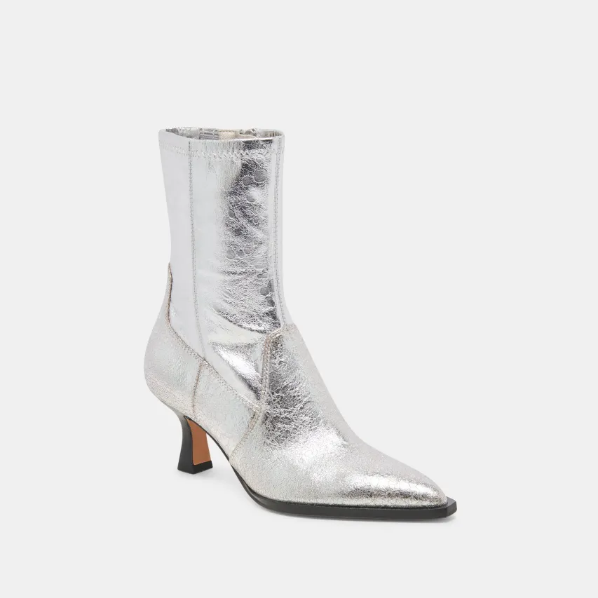 ARYA WIDE CALF BOOTS SILVER DISTRESSED LEATHER^Dolce Vita New