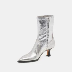 ARYA WIDE CALF BOOTS SILVER DISTRESSED LEATHER^Dolce Vita New