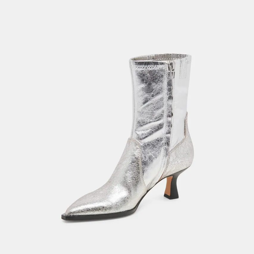 ARYA WIDE CALF BOOTS SILVER DISTRESSED LEATHER^Dolce Vita New