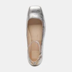 ASHYA BALLET FLATS SILVER DISTRESSED LEATHER^Dolce Vita Hot