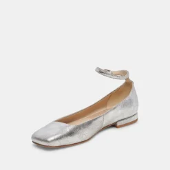 ASHYA BALLET FLATS SILVER DISTRESSED LEATHER^Dolce Vita Hot