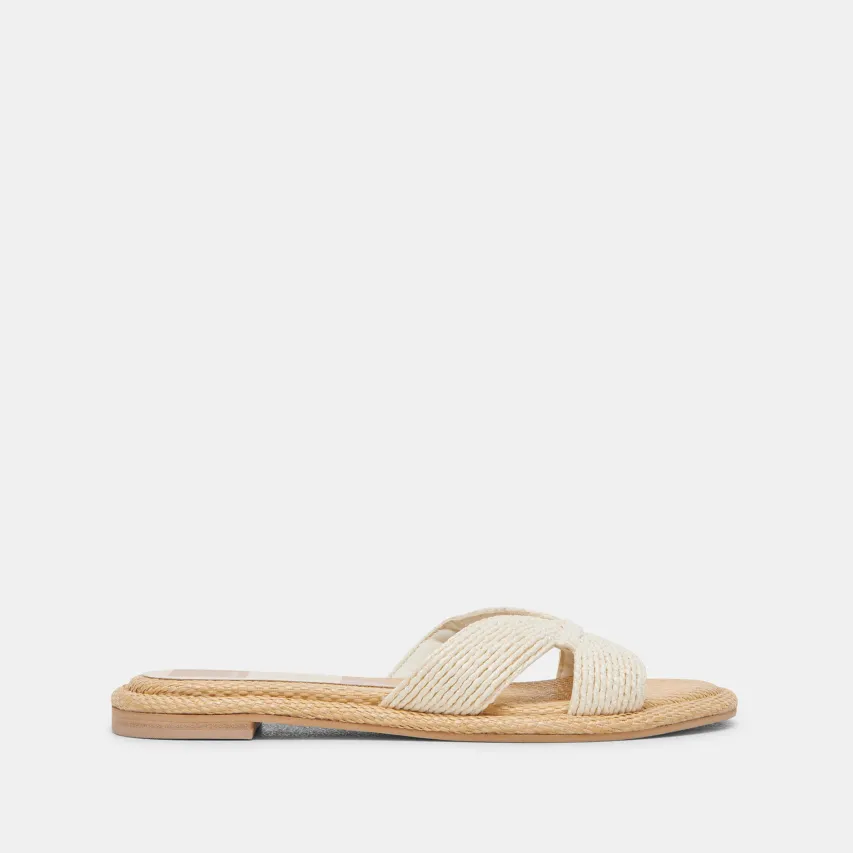 ATOMIC WIDE SANDALS WHITE RAFFIA^Dolce Vita Fashion
