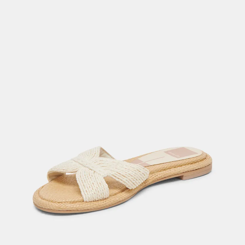ATOMIC WIDE SANDALS WHITE RAFFIA^Dolce Vita Fashion
