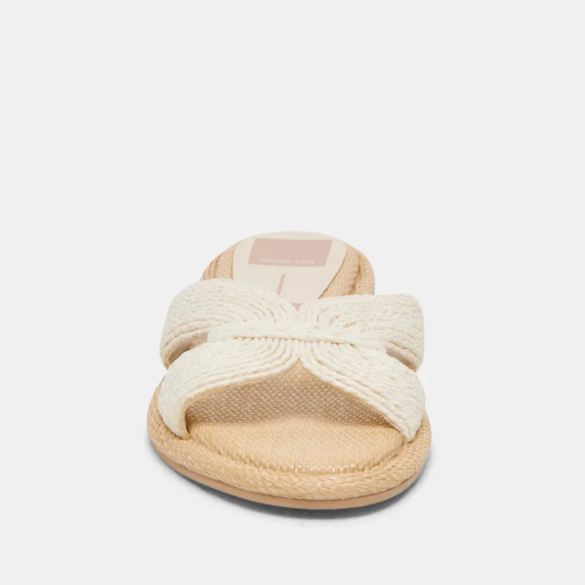 ATOMIC WIDE SANDALS WHITE RAFFIA^Dolce Vita Fashion