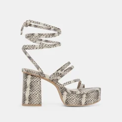 BARBS HEELS GREY WHITE EMBOSSED STELLA^Dolce Vita Online
