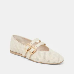 BAYLEE BALLET FLATS BONE PERFORATED SUEDE^Dolce Vita New