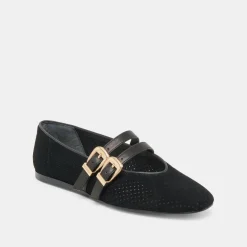 BAYLEE BALLET FLATS ONYX PERFORATED SUEDE^Dolce Vita Outlet