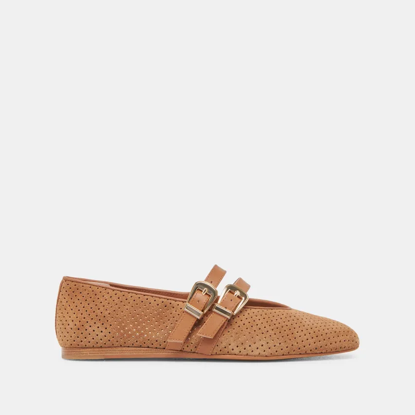 BAYLEE BALLET FLATS PECAN PERFORATED SUEDE^Dolce Vita Discount
