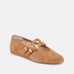 BAYLEE BALLET FLATS PECAN PERFORATED SUEDE^Dolce Vita Discount