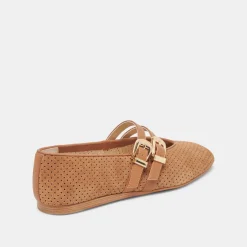 BAYLEE BALLET FLATS PECAN PERFORATED SUEDE^Dolce Vita Discount