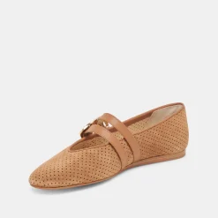 BAYLEE BALLET FLATS PECAN PERFORATED SUEDE^Dolce Vita Discount