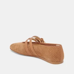 BAYLEE BALLET FLATS PECAN PERFORATED SUEDE^Dolce Vita Discount