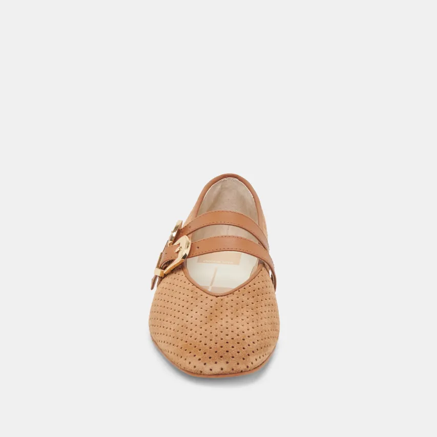 BAYLEE BALLET FLATS PECAN PERFORATED SUEDE^Dolce Vita Discount