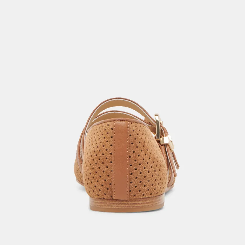 BAYLEE BALLET FLATS PECAN PERFORATED SUEDE^Dolce Vita Discount