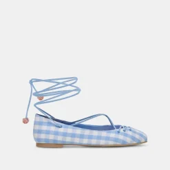 BEATE BALLET FLATS WHITE BLUE GINGHAM^Dolce Vita Fashion