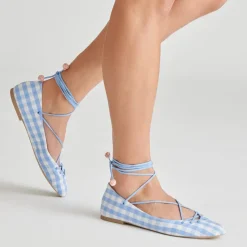 BEATE BALLET FLATS WHITE BLUE GINGHAM^Dolce Vita Fashion