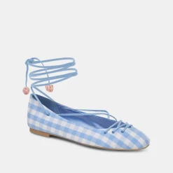 BEATE BALLET FLATS WHITE BLUE GINGHAM^Dolce Vita Fashion
