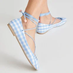 BEATE BALLET FLATS WHITE BLUE GINGHAM^Dolce Vita Fashion