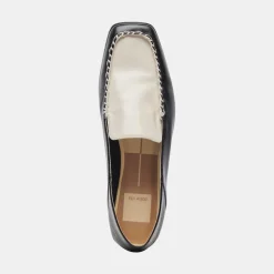 BENY WIDE FLATS WHITE BLACK CRINKLE PATENT^Dolce Vita Fashion