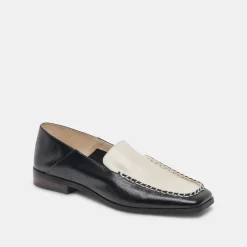 BENY WIDE FLATS WHITE BLACK CRINKLE PATENT^Dolce Vita Fashion