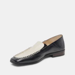 BENY WIDE FLATS WHITE BLACK CRINKLE PATENT^Dolce Vita Fashion